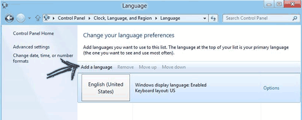 Language Preference Window