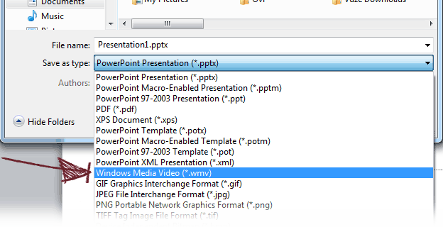 Save PowerPoint presentation to video format