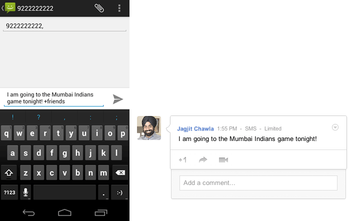 Using Google+ via SMS