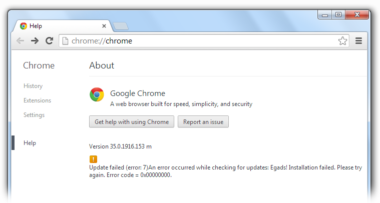 chrome-update-failed